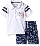 CHEROKEE Toddler Boys' Fashion Tee and Short Set, White, 3T