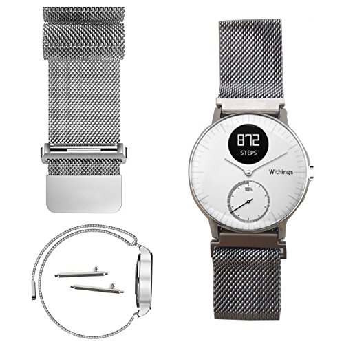20mm Magnetic Milanese Loop Stainless Steel Magnet Watch Band For Withings Steel HR (40mm Case - 20mm Strap) 2016 (Magnetic Silver)