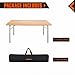 KingCamp Bamboo Folding Table with Carry Bag 4 Fold Heavy Duty Adjustable Height Aluminum Frame Camping Table