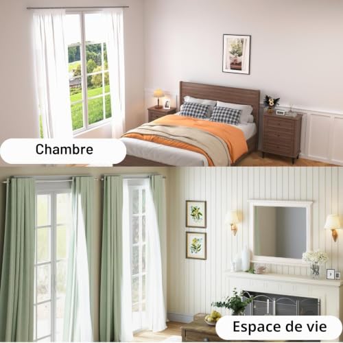 White Curtain Rod Extendable Curtain Rod 240 cm Long for Bedroom, Living Room, Kitchen (84-290 cm Φ25 mm)