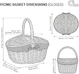 Wickerfield Vintage-Style Wicker Picnic Basket with Removable Liner view 2