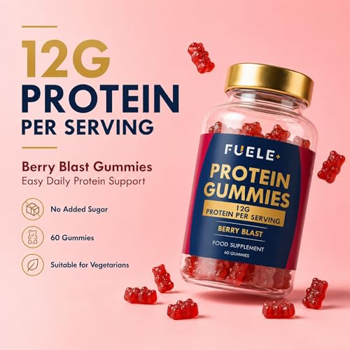 Whey Protein Gummies – Berry Blast Flavor, 12g Protein Per Serving (4 Gummies), Protein Snack Alternative, No Added Sugar, Convenient On-the-Go Protein Supplement, 60 Gummies