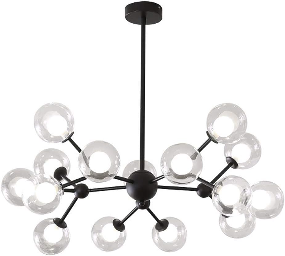 YZPXDD LED 15 head glass ceiling light，Mid Century Modern Glass Ball Bubble Chandelier, Molecular LED G9 Ceiling Pendant Light Semi-Flush Mount 75w 4800-5600lm-golden