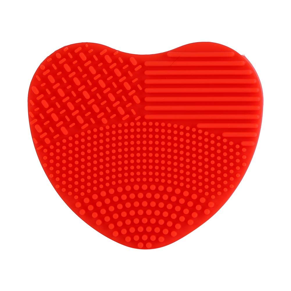 2pcs Makeup Brush Cleaner Silicone Heart Glove Cleaning Cosmetic Board Washing Scrubber(Red)