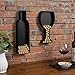 Decorative Black Metal Wall-Mounted Wine Bottle & Glass Design Cork Holders Wall Art