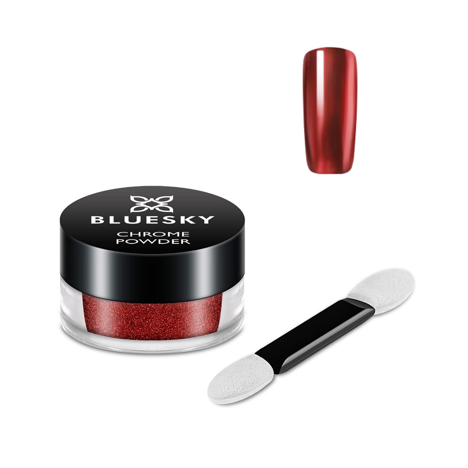 Bluesky Chrome Nail Powder Kit With Applicator Brush Metallic Gel Nail Art Red 5g