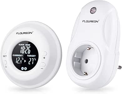 FLOUREON Termostato Inalámbrico Digital Programable con Control Remoto