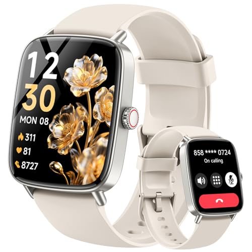 Gydom Women's Smartwatch with Phone Function 1.85 Inch HD Fitness Watch Fitness Tracker Heart Rate / SpO2 / Sleep / IP68 Waterproof Sports Watch Pedometer Watch for Android iOS Beige