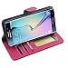 S6 Edge Case, TAURI [Stand Feature] Samsung Galaxy S6 Edge Wallet Leather Case with Stand, ID & Credit Card Pockets Flip Cover (Not fit for Galaxy S6 Edge Plus) - Hot Pink