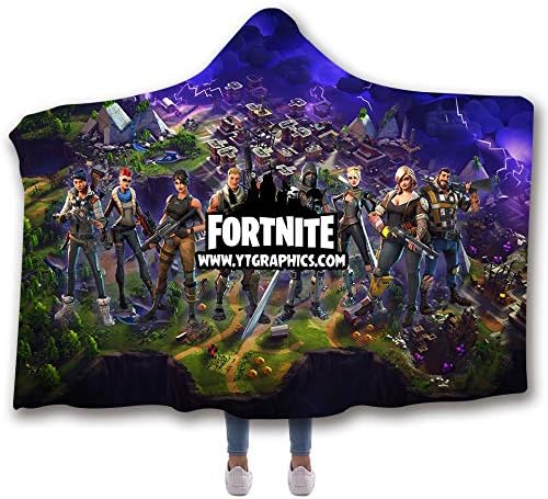 WOFAPU Kids Fort-nite Hooded Blanket, Warm Wearable Cozy Throw Blanket for Boys and Girls, 50" X 60"