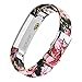 bayite Leather Bands Compatible with Fitbit Alta and Alta HR, Black/Pink Floral 5.5