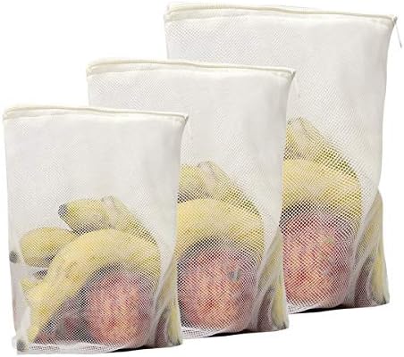 Beddify Reusable Fridge Storage Bag for Vegetables and Fruits with Ziplock (2 Small, Medium and Large Size) - Set of 6
