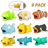 KIMCOME Bit Animal Cable Protector 9 Pack, Cable Buddies for Charging Cords, Cable Animal Bit Cord Protectors Compatible with iPhone iPad iPod