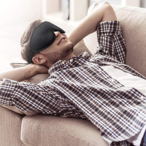 Unimi 100% Light Blocking Sleep Mask for Women & Men, Larger and Deeper 3D Contoured Eye Mask for Sleeping, Breathable and Super Soft Eye Cover, Ideal for Travel, Shift Work, Naps Black