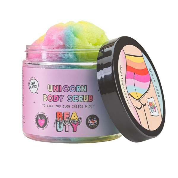 Mallows Beauty Body Scrub, Exfoliating Body Scrub for Glowing Skin Removes Dryness and Flakiness for Smooth and Radiant Skin (Unicorn)