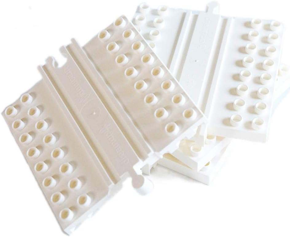 Dreamup Toys - Wooden Railway Block Platform, 8x8,Straight,White,4-Pack