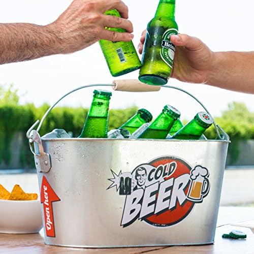 Out of the blue KG Cold Beer Bucket with Wooden Handle/2 Bottle Opener, Metal, Silver, 26 x 13 x 8 cm, 26 x 13 x 4 cm - Image 5
