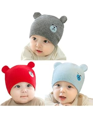 Unisex Baby Infant Bear Hat with Ear Soft Knitted Beanie Newborn Cap