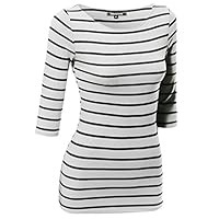 Junior Basic Casual Stripe Boat Neck Tee Top