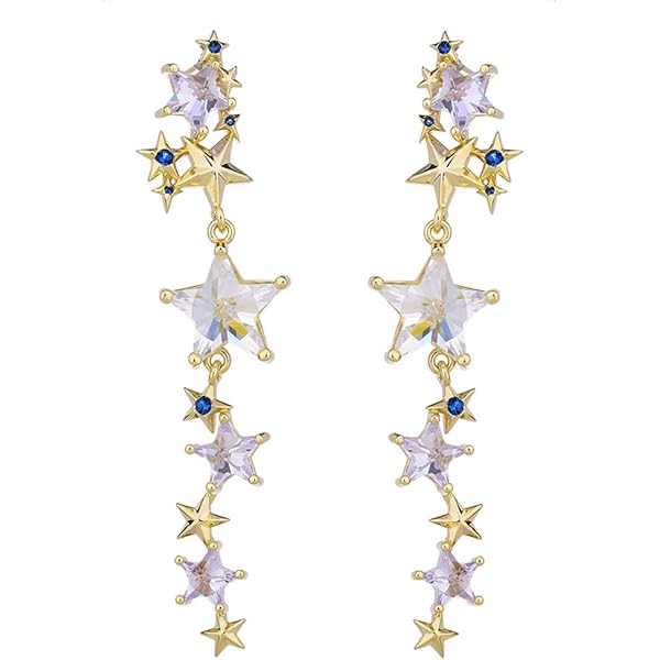 Fuqimanman2020 Big Long Crystal Star Tassel Drop Dangle Earrings India