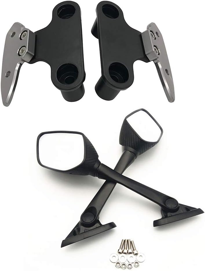 Semspeed Motorcycle Handlebar Rearview Side Mirrors with Mirror Transfer Bracket for Yamaha X-max 250 300 2017 2018 2019. (Silver)