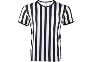 Mens Official Umpire Jersey Pro Ref Officiating Referee Shirt Black and White Stripe V-Neck Referee Shirt for Basketball Foot