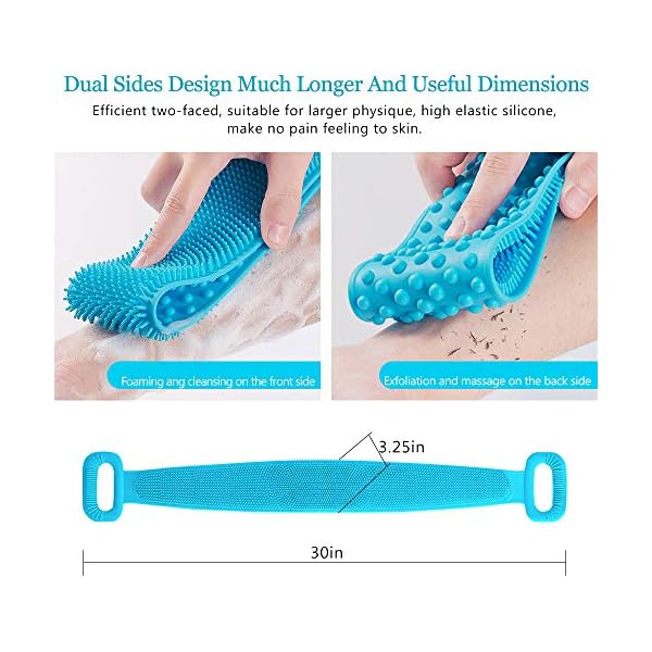 Inmorven Extended 76 cm/30 inches Back Scrubber Silicone Shower Brush Body Brush Exfoliating Body Scrubber for Men and…