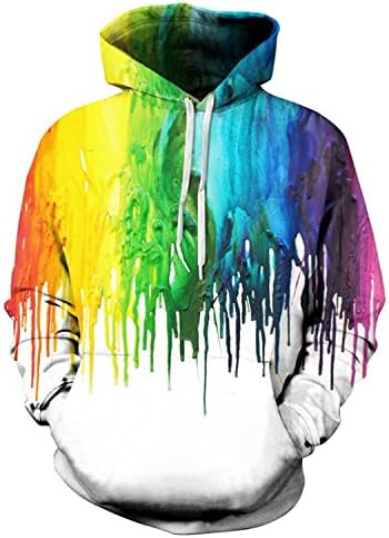 Sonjer Men/Women Hooded Hoodies With Cap 3D Sweatshirt Print Paint Hoody Tracksuits Pullover Tops Dm110 Xl