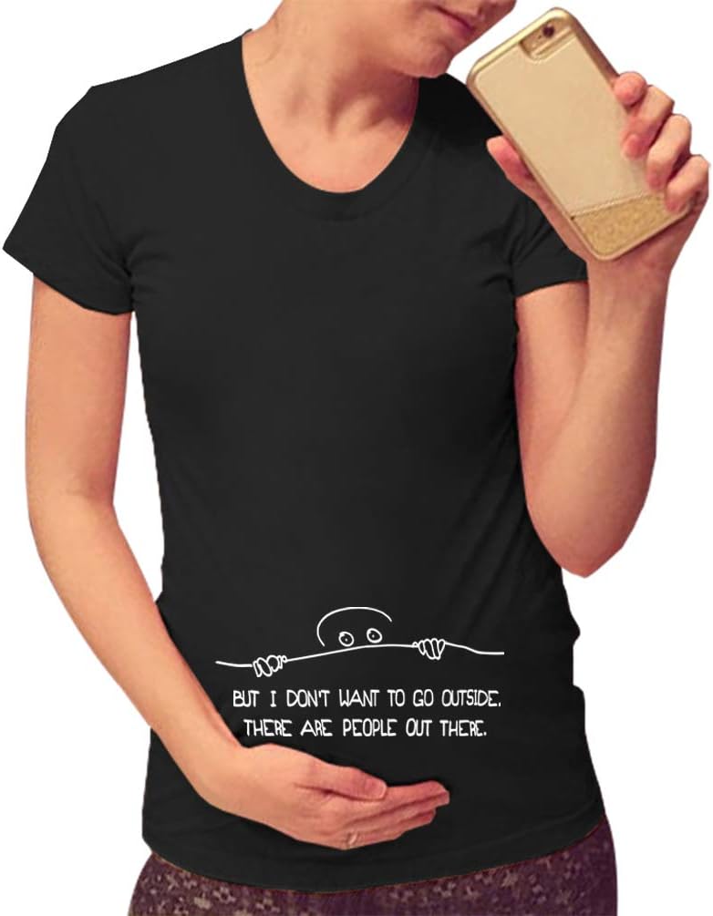 HAPPYBERRY Women Maternity T Shirt Funny Graphic Tee Cute Tops for Pregnancy