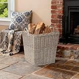 Wickerfield Square Rustic Log Basket Fireside Heavy Duty With Liner 42x42x40 cm view 2