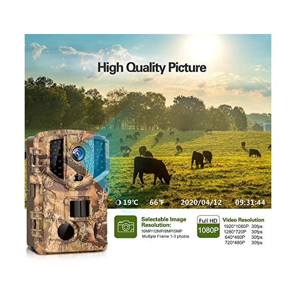 MKIU Wildkamera, 20mp 1080p Wireless Jagd Trail Kameras, 0,2s Auslösezeit Ip66 Wasserdichtes Design Für Home Outdoor… – Bild 3