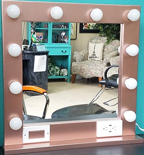 Rose Gold 24 x 24 Lighted Hollywood style Glamour vanity mirror