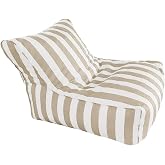 SXBCyan Floating Bean Bag Cover for Pool (No Fillers) King Swimming Pool Floats Raft Lounger Bean Bag Cover No Filler Stripe Outdoor Beach Pouf Beanbag Sofa Bed(Light Khaki-Stripe)