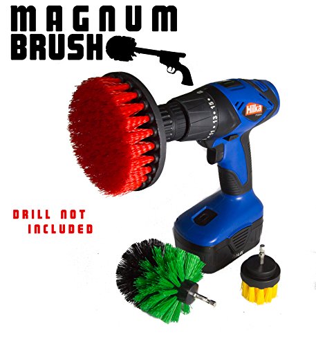 Magnum Power Scrubbing Drill Brush Attachment set, Turbo Scrub Kit of 3 Scrubbing Brushes All Purpose cleaning kit cleans Showers, Bathtub, Toilet, Tiles, Grout, Floors etc Make Your Chores Effortless - Thumbnail 5