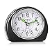 MEKO Alarm Clocks for Bedrooms, Small Battery Powered Travel Clock with Snooze and Nightlight, Silent No Ticking Bedside Clock(Black)