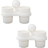LIKERAINY Toothbrush and Toothpaste Holder with Suction Cup for Bathroom White 2 Set