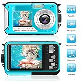 Waterproof Digital Camera Full HD 2.7K 48 MP Underwater Camera Video Recorder Selfie Dual Screens 16X Digital Zoom Flashlight Waterproof Camera for Snorkeling