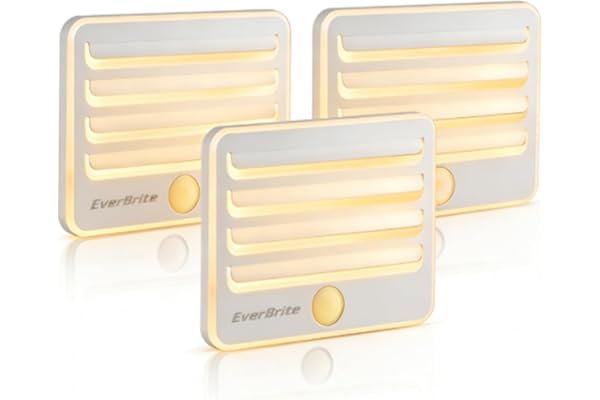 EverBrite Motion Sensor Night Light, Soft Warm Battery LED Stair Lights Indoor, Stick-On Night Lights Auto On/Off for Stairs,