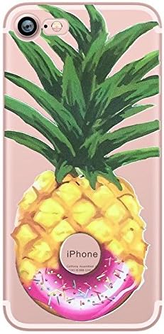 iPhone 8 / 7 Compatible,Delicacy Tart Sweet Love Donut Pizza Colorful Rubber Flexible Silicone Case Bumper for Apple Clear Cover (Pineapple Donut)
