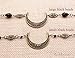 Doubnine Crescent Moon Drop Pendant Tassels Head Chain Black Beads Headband Retro Natural Stone Crystal Hair Accessories Headpiece for Women Bride Wedding (Black Small Beads)