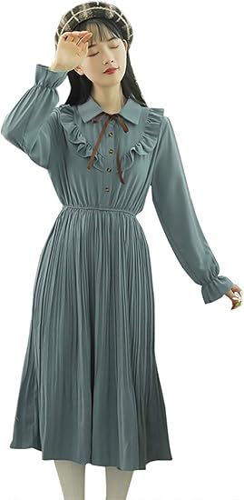 Amazon Co Jp ビレッジ ワンピース レディ さわやか エレガント フェミニン プリーツスカート 服 ファッション小物