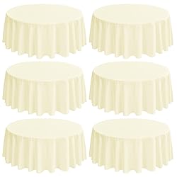 REWOMC 6 Pack Round Tablecloths - 120 Inch, Beige
