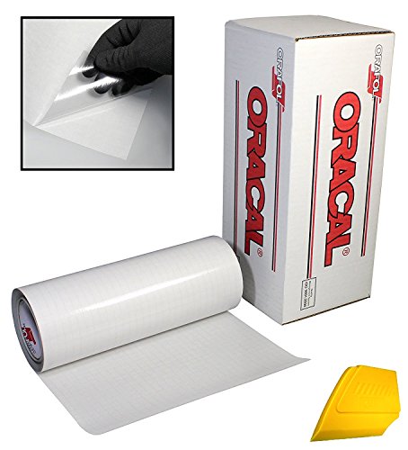ORACAL Transparent Transfer Paper Tape Roll w/ Hard Yellow Detailer Squeegee (5ft x 12