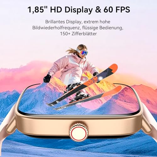 Women's Smartwatch, 1.85 Inch Smart Watch with Phone Function, Fitness Watch with Heart Rate Monitor, Sleep Monitor, SpO2, 110 Sports Modes, Fitness Tracker, IP68 Waterproof Pedometer, Sports Watch for Samsung/iOS/Android