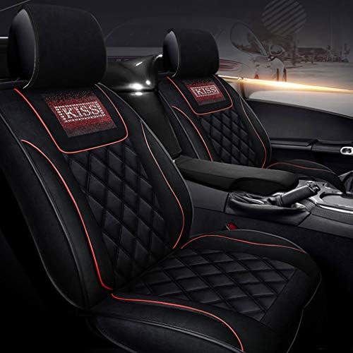 CHJ Car seat cover kit textile car interior universal 5 seat car 4 colors (color : BLACK)