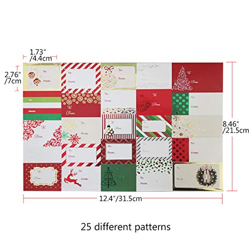 Christmas Sticker Labels,Self Adhesive Gift Stickers Holiday Gift Name Decals for Present/Wrapping Paper Decorations (100 Count)