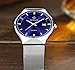 Tamlee Mens Black Plated Slim Case Mesh Stainless Steel Band Waterproof Watches for Men (TM-8106Blue)