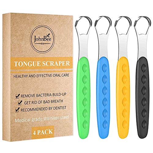 Tongue Scraper Cleaner With Travel Handy Case, Stainless Steel Tongue Cleaners For Healthy Oral Care For Adults For Kids(4-pack)