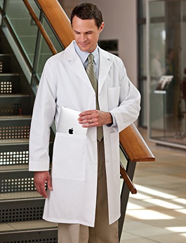 Meta Men's and Women's Unisex 40 Inch Labcoat With Three Outside Pockets And One Inside Pocket (White, Small)