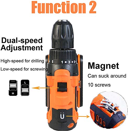 Akkuschrauber Akku Bohrmaschine 21V Professional Akku Bohrschrauber Set mit 1 Akku (1500mAh), LED-Licht, Drehmoment 45Nm… – Bild 4